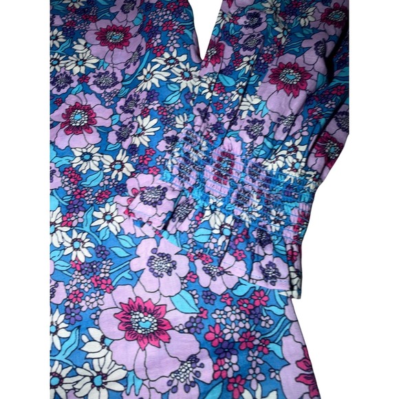 Talbots Petite Floral Cotton Blouse MP Cottagecore Button Front Petite Medium - Picture 6 of 8